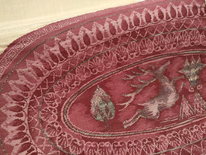 平和屋着物●八寸名古屋帯　一重帯　すくい織　鹿　金糸　正絹　逸品　CAAY9804hy