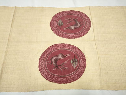 平和屋着物●八寸名古屋帯　一重帯　すくい織　鹿　金糸　正絹　逸品　CAAY9804hy