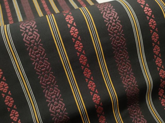 平和屋着物●本場筑前博多織 八寸名古屋帯 献上 黒地 正絹 逸品 CAAY9819hy