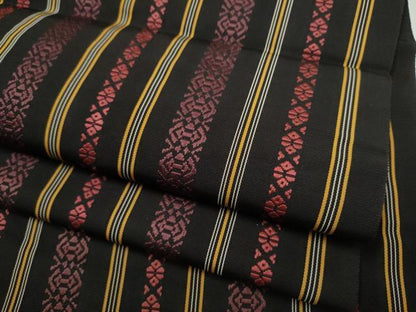 平和屋着物●本場筑前博多織 八寸名古屋帯 献上 黒地 正絹 逸品 CAAY9819hy