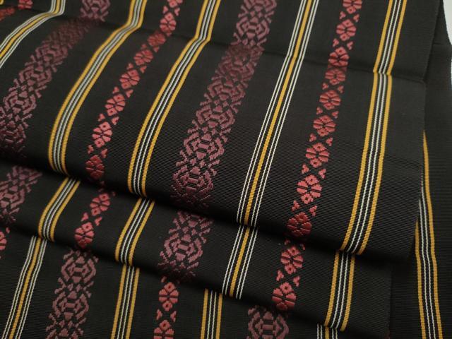 平和屋着物●本場筑前博多織 八寸名古屋帯 献上 黒地 正絹 逸品 CAAY9819hy