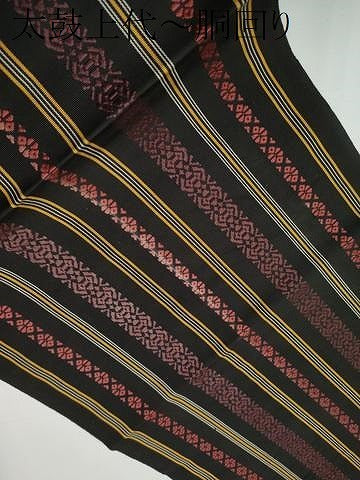平和屋着物●本場筑前博多織 八寸名古屋帯 献上 黒地 正絹 逸品 CAAY9819hy