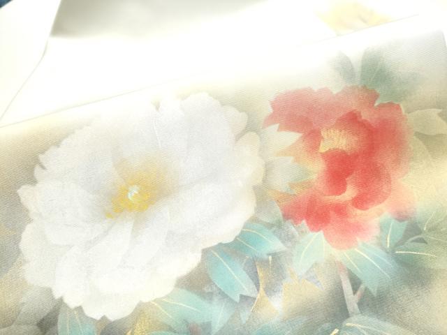 平和屋着物●塩瀬 九寸名古屋帯 牡丹 金彩 正絹 逸品 CAAY9821hy