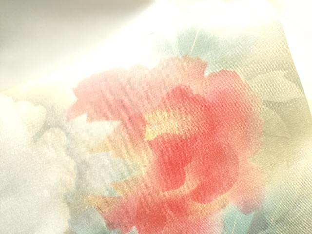 平和屋着物●塩瀬 九寸名古屋帯 牡丹 金彩 正絹 逸品 CAAY9821hy