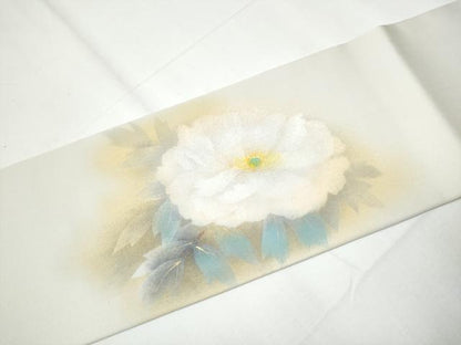 平和屋着物●塩瀬 九寸名古屋帯 牡丹 金彩 正絹 逸品 CAAY9821hy