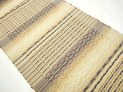 平和屋着物●八寸名古屋帯 紬地 花織 正絹 逸品 CAAY9822hy
