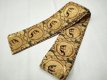 平和屋着物●男性 角帯 龍 金糸 正絹 逸品 CAAY9857hy