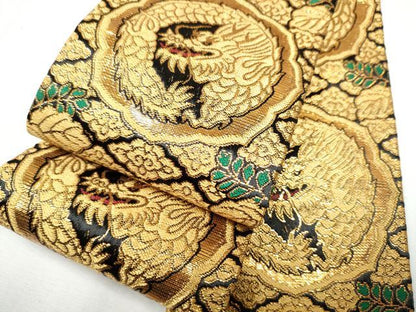 平和屋着物●男性 角帯 龍 金糸 正絹 逸品 CAAY9857hy