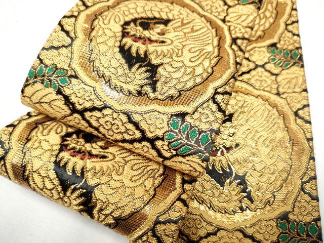 平和屋着物●男性 角帯 龍 金糸 正絹 逸品 CAAY9857hy