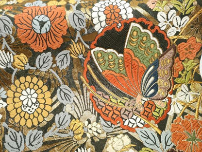 平和屋着物●両面 六通柄袋帯 唐織 花鳥文 金糸 正絹 逸品 CAAY9891hy
