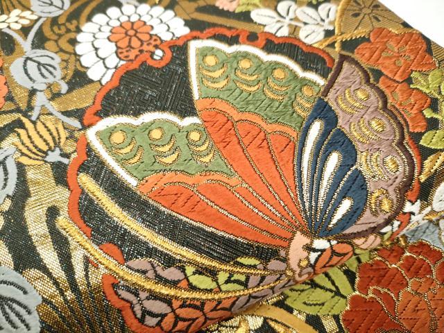 平和屋着物●両面 六通柄袋帯 唐織 花鳥文 金糸 正絹 逸品 CAAY9891hy