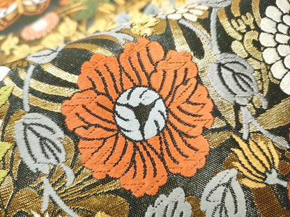 平和屋着物●両面 六通柄袋帯 唐織 花鳥文 金糸 正絹 逸品 CAAY9891hy