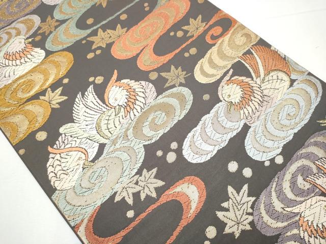 平和屋着物●六通柄袋帯　唐織　鴛鴦観世水文　金糸　正絹　逸品　CAAY9907hy