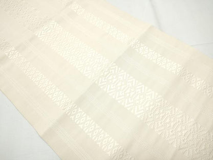 平和屋着物●本場筑前博多織 九寸名古屋帯 献上 練色 正絹 逸品 CAAY9916hy