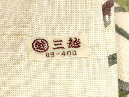 平和屋着物●九寸名古屋帯　紅型　紬地　枝葉鳥文　三越扱い　正絹　逸品　CAAY9935hy