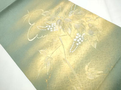 平和屋着物●九寸開き名古屋帯　蔦の葉文　金銀彩　正絹　逸品　CAAY9946hy