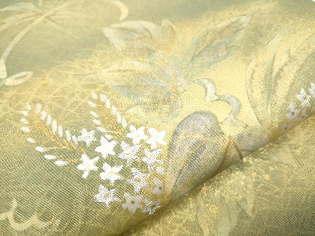 平和屋着物●九寸開き名古屋帯　蔦の葉文　金銀彩　正絹　逸品　CAAY9946hy