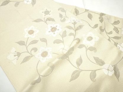平和屋着物●本場筑前博多織 八寸名古屋帯 花唐草文 金糸 正絹 逸品 CAAY9947hy
