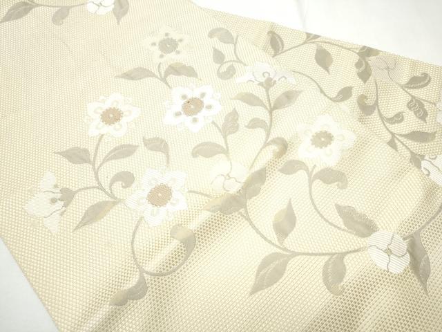 平和屋着物●本場筑前博多織 八寸名古屋帯 花唐草文 金糸 正絹 逸品 CAAY9947hy