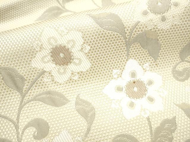平和屋着物●本場筑前博多織 八寸名古屋帯 花唐草文 金糸 正絹 逸品 CAAY9947hy