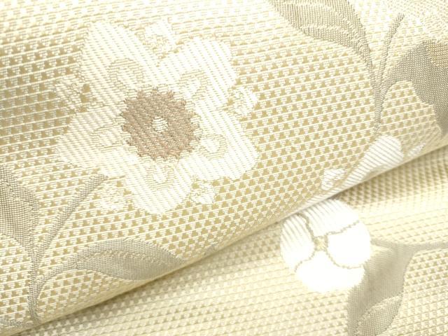 平和屋着物●本場筑前博多織 八寸名古屋帯 花唐草文 金糸 正絹 逸品 CAAY9947hy