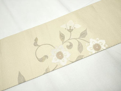 平和屋着物●本場筑前博多織 八寸名古屋帯 花唐草文 金糸 正絹 逸品 CAAY9947hy