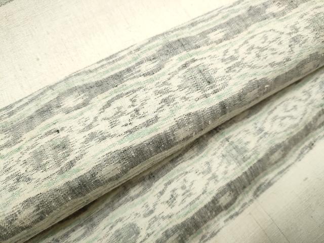 平和屋着物●全通柄 九寸名古屋帯 小千谷紬 横段花文 正絹 逸品 CAAY9948hy