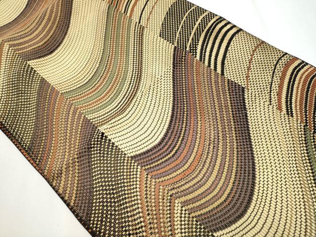 平和屋着物●本場筑前博多織 八寸名古屋帯 流線文 正絹 逸品 CAAY9956hy