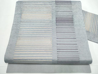 平和屋着物●九寸名古屋帯 紬地 霞文 正絹 逸品 CAAY9961hy