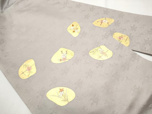 平和屋着物●九寸名古屋帯 刺繍 貝合わせ枝花文 金彩 正絹 逸品 CAAY9989hy