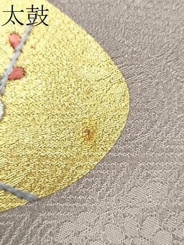 平和屋着物●九寸名古屋帯 刺繍 貝合わせ枝花文 金彩 正絹 逸品 CAAY9989hy