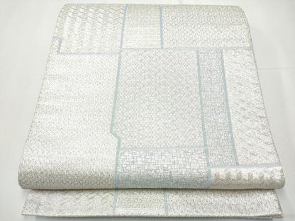 平和屋着物●西陣 織楽浅野 六通柄袋帯 幾何学文 銀糸 正絹 逸品 CAAY9993hy
