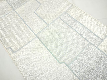 平和屋着物●西陣 織楽浅野 六通柄袋帯 幾何学文 銀糸 正絹 逸品 CAAY9993hy