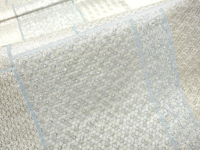 平和屋着物●西陣 織楽浅野 六通柄袋帯 幾何学文 銀糸 正絹 逸品 CAAY9993hy