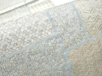 平和屋着物●西陣 織楽浅野 六通柄袋帯 幾何学文 銀糸 正絹 逸品 CAAY9993hy