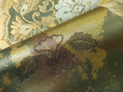 平和屋着物▼六通柄袋帯　吉祥花文　金銀糸　引箔　正絹　逸品　CAAZ0018dy