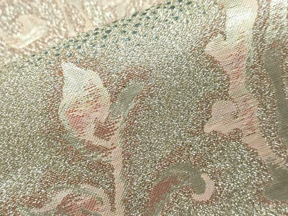平和屋着物▼六通柄袋帯　花鳥丸文　銀糸　正絹　逸品　CAAZ0031dy