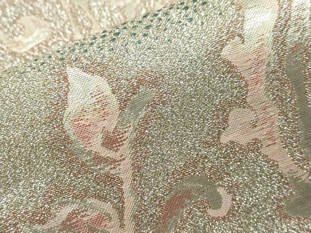 平和屋着物▼六通柄袋帯　花鳥丸文　銀糸　正絹　逸品　CAAZ0031dy