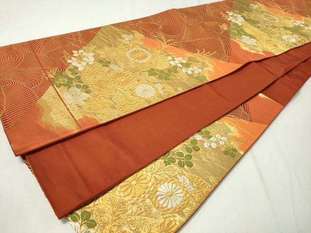 平和屋着物◎六通柄袋帯　草花文　金銀糸　正絹　逸品　CAAZ0061dy
