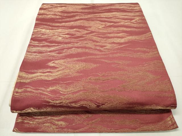 平和屋着物◎両面 全通柄袋帯 流水文 金糸 正絹 逸品 CAAZ0068dy