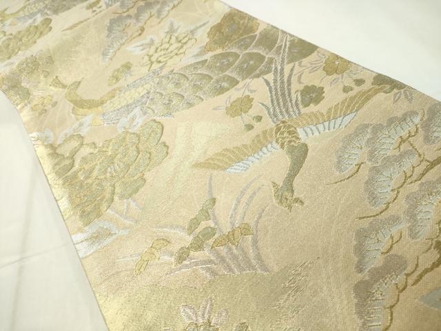 平和屋着物◎六通柄袋帯　孔雀花文　金銀糸　正絹　逸品　CAAZ0071dy