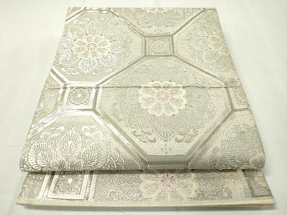 平和屋着物◎六通柄袋帯　唐織　正倉院花文　九百プラチナ箔　正絹　逸品　CAAZ0074dy