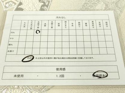 平和屋着物◎六通柄袋帯　唐織　熨斗鳳凰花文　銀糸　正絹　逸品　CAAZ0079dy