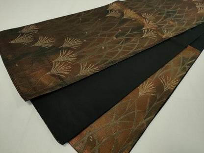 平和屋着物◎西陣　六通柄袋帯　草木文　金糸　正絹　逸品　CAAZ0086dy