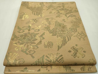 平和屋着物◎六通柄 本袋帯 コプト花鳥文 金糸 正絹 逸品 CAAZ0089dy