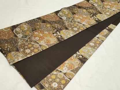 平和屋着物●西陣の名門 加納幸謹製 六通柄袋帯 唐織 貝合せ花文 金糸 正絹 逸品 未使用 CAAZ0324dy