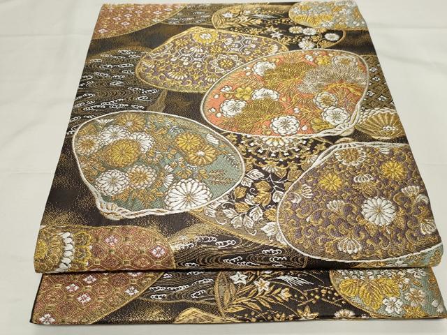 平和屋着物●西陣の名門 加納幸謹製 六通柄袋帯 唐織 貝合せ花文 金糸 正絹 逸品 未使用 CAAZ0324dy