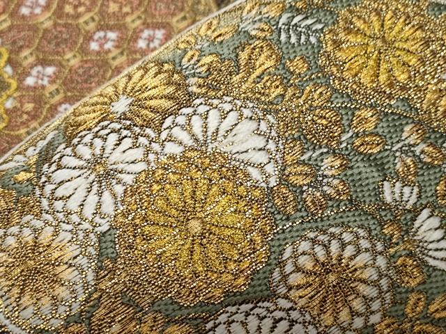 平和屋着物●西陣の名門 加納幸謹製 六通柄袋帯 唐織 貝合せ花文 金糸 正絹 逸品 未使用 CAAZ0324dy
