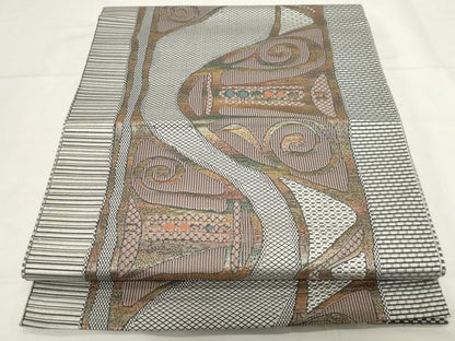 平和屋着物●本場筑前博多 八寸名古屋帯 吉祥文 正絹 逸品 CAAZ0335dy
