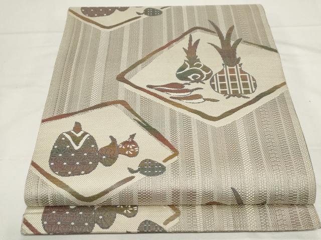 平和屋着物●本場筑前博多織 八寸名古屋帯 成り物 正絹 逸品 CAAZ0338dy